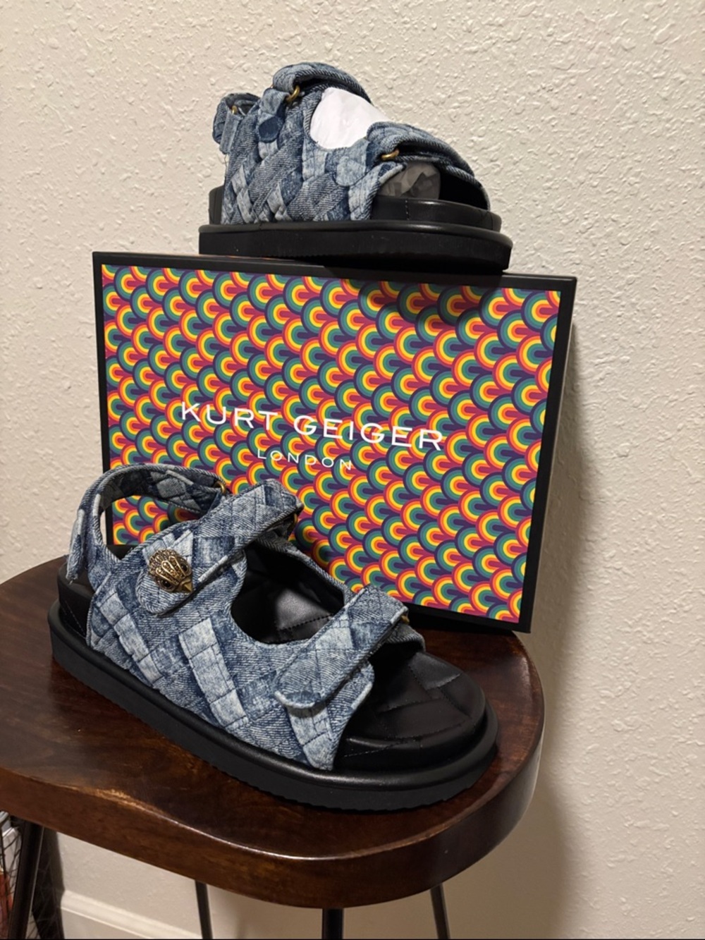 Kurt Geiger Denim Braided Sandals - Blue